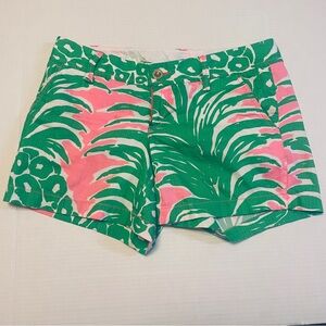 Lilly Pulitzer Callahan Tropical Shorts - Women 6 - Pink and Green
